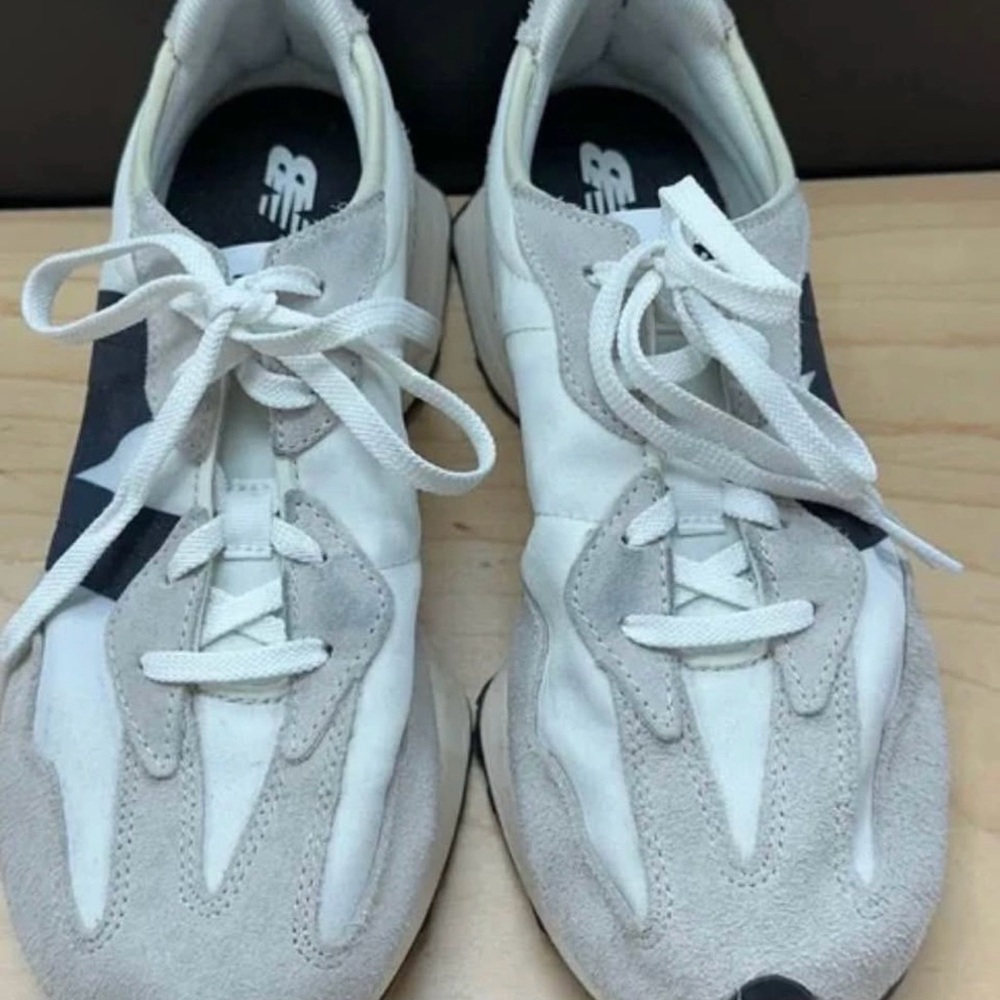 New Balance White & Light Gray Sneakers